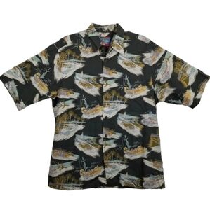 Reyn Spooner Joe kealukas Vintage Car Island Beaches Print Hawaiian Camp Shirt